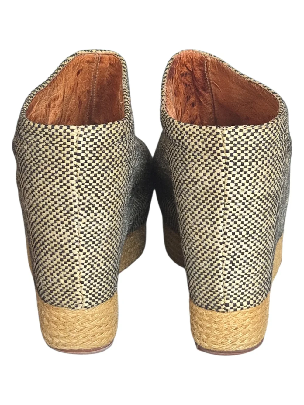 Vintage Jeffrey Campbell Havana Last Woven Jute Peep Toe Platform Wedge 10M Boho